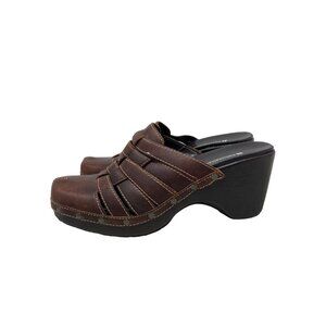 Naturalizer Slip-On Mule Clogs Size 9.5 Brown Leather Closed Toe Comfort